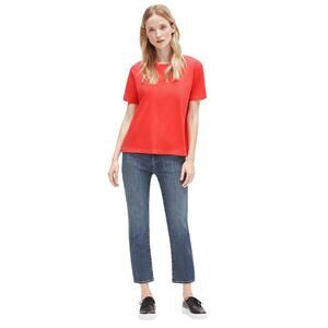 Eileen Fisher Fine Jersey Crew Neck Easy Fit Tencel Tee in Flame Size XS